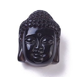 Obsidian Natural Obsidian Pendants, Buddha Head, 33x24x16mm, Hole: 1.2mm