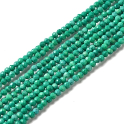 Verde Perlas naturales howlite hebras, teñido, facetados, rondo, verde, 2 mm, agujero: 0.6 mm, sobre 198 unidades / cadena, 15.20 pulgada (38.6 cm)