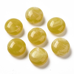 Kaki Clair Perles acryliques transparentes, deux tons, plat rond, kaki clair, 15.5x8mm, Trou: 1.5mm, environ: 390 pcs / 500 g