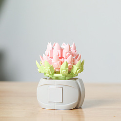 Pink Juego de juguetes diy de bloques de construcción de plantas de flores suculentas de plástico, modelo de bonsai suculentas, para regalo decoración del hogar, rosa, 70x70x70 mm