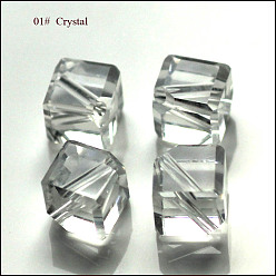 Claro Imitación perlas de cristal austriaco, aaa grado, facetados, cubo, Claro, 7x8.5x8.5 mm, agujero: 0.9~1 mm