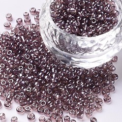Rosy Brown Glass Seed Beads, Trans. Colours Lustered, Round, Rosy Brown, 2mm, Hole: 1mm, 30000pcs/pound