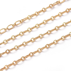 Real 18K Gold Plated Brass Figaro Chains, Oval Link Chains, Long-Lasting Plated, Soldered, with Spool, Real 18K Gold Plated, 6x3x0.6mm, about 16.4 Feet(5m)/roll