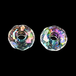 Colorido Abalorios de acrílico transparentes, abalorios de grande agujero, Rondana plana, colorido, colorido, 14x8 mm, agujero: 4.7 mm