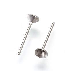 Stainless Steel Color 304 Stainless Steel Post Stud Earring Settings, for Pointed Back Xilion Rivoli Rhinestone, Stainless Steel Color, Fit For: 3mm Rhinestone, 13.5x4mm, Pin: 0.6mm