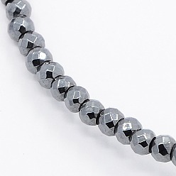 Hématite Sans Magnétique   Non-magnétiques hématite facettes synthétiques perles rondes brins, 3x3mm, Trou: 1.5mm, Environ 167 pcs/chapelet, 15.5 pouce