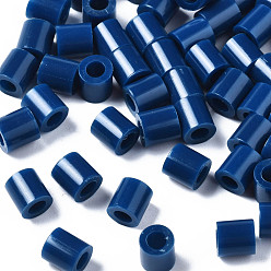 Dark Blue PE Fuse Beads, DIY Melty Beads, Tube, Dark Blue, 5x5mm, Hole: 3mm, about 8000pcs/500g