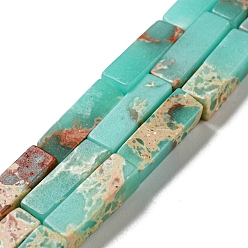 Turquoise Brins de perles teintes en jaspe impérial synthétique, rectangle, turquoise, 13~13.5x4~4.5x4~4.5mm, Trou: 1.4mm, Environ 28~29 pcs/chapelet, 14.49''~14.96'' (36.8~38 cm)