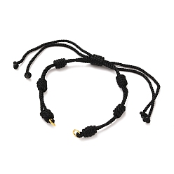 Black Adjustable Braided Nylon Cord Bracelet Making, with 304 Stainless Steel Open Jump Rings, Black, Single Chain Length: about 6 inch(15cm)