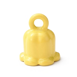 Jaune Pulvériser charmes en alliage peintes, charme muguet, jaune, 9x7.5mm, Trou: 1.6mm