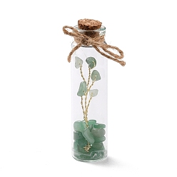 Aventurina Verde Mini botellas de deseos con cuentas de cristal y piedra natural, con alambre de cobre, para hacer joyas diy decoración del hogar, 22x84 mm