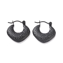 Electrophoresis Black 304 Stainless Steel Hoop Earrings for Women, Rhombus, Electrophoresis Black, 19.5x19.5x4mm, Pin: 0.8mm