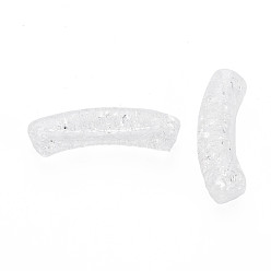 Blanc Transparent perles acryliques craquelés, tube incurvé, blanc, 32x8x10mm, Trou: 1.6mm, environ330 pcs / 500 g
