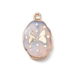 Opalite Opalite Pendants, Oval Charms with Golden Brass Edge, 22x13x3~5.5mm, Hole: 1.8mm