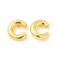 Letter C Boucles d'oreilles en laiton évidées avec lettre initiale pour femmes, réel 18 k plaqué or, sans plomb et sans cadmium, letter.c, 7x6.5x1.5mm, pin: 0.8 mm