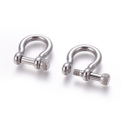 Stainless Steel Color 304 Stainless Steel Screw D-Ring Anchor Shackle Clasps, for Bracelets Making, Stainless Steel Color, 24.7x22mm