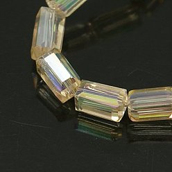Light Goldenrod Yellow Electroplate Glass Beads, Full Rainbow Plated, Faceted, Cuboid, Light Goldenrod Yellow, 12x6x6mm, Hole: 1mm