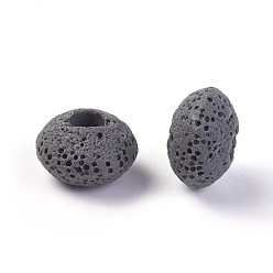 Gris Perles de pierre de lave naturelle, teint, rondelle, grises , 15.5~16x9.7~10mm, Trou: 5~5.4mm