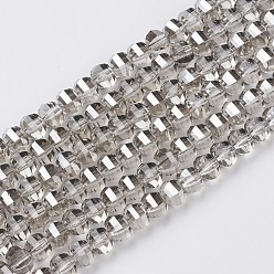Gray Electroplate Glass Beads Strands, Faceted, Rondelle, Pearl Luster Plated, Gray, 8x6mm, Hole: 1.2mm, about 78~79pcs/strand, 18.9 inch(48cm)