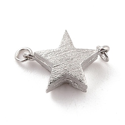 Platinum Rhodium Plated 925 Sterling Silver Magnetic Clasps, With Jump Rings, Textured Star, Platinum, 14x10x5mm, Hole: 1.2mm