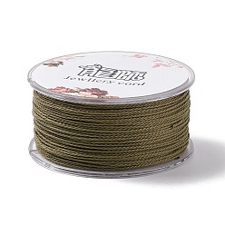 Olive Round Waxed Polyester Cord, Twisted Cord, Olive, 1mm, about 49.21 Yards(45m)/Roll