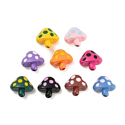 Mixed Color Alloy Enamel Beads, Mushroom, Mixed Color, 12x13x7mm, Hole: 1.8mm