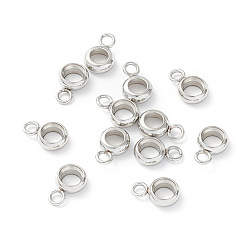 Stainless Steel Color 201 Stainless Steel Tube Bails, Loop Bails, Ring Bail Beads, Stainless Steel Color, 8x5.5x2mm, Hole: 1.6mm