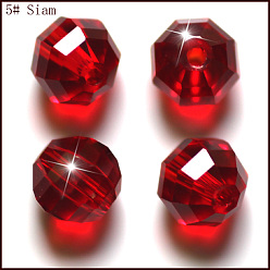 Темно-Красный Имитация Австрийские кристаллические шарики, класс AAA, граненые, круглые, темно-красный, 10 мм, отверстие : 0.9~1 мм