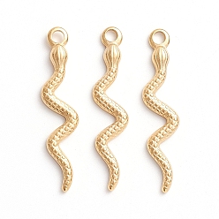 Golden Ion Plating(IP) 304 Stainless Steel Pendants, Snake, Golden, 28x6.5x1.5mm, Hole: 2mm