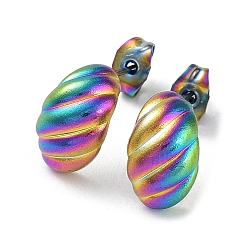 Rainbow Color Placage ionique (ip) 304 clous d'oreilles croissants en acier inoxydable pour femmes, couleur arc en ciel, 13x8mm