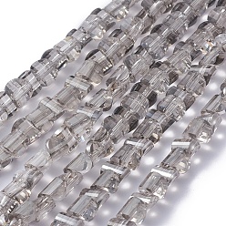 Gris Perles en verre electroplate, facette, perle Lusted plaqué, demi-tour, grises , 6x5x4mm, Trou: 1mm, Environ 99 pcs/chapelet, 16.14 pouce (41 cm)