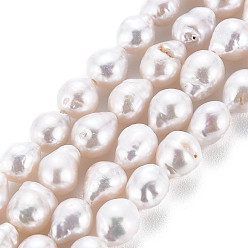 Seashell Color Natural Keshi Pearl Beads Strands, Cultured Freshwater Pearl, Teardrop, Seashell Color, 5~9x5~7mm, Hole: 0.6mm, about 48~54pcs/strand, 14.96~15.35 inch(38~39cm)
