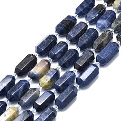 Sodalita Cuentas de sodalita naturales hebras, facetados, puntiaguda / bala de doble terminación, 25~27x13~15x12~13 mm, agujero: 1.2 mm, sobre 12~13 unidades / cadena, 15.35 pulgada (39 cm)