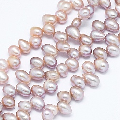 Blanco Antiguo Hilos de perlas de agua dulce cultivadas naturales, patata, blanco antiguo, 7~10x6~7 mm, agujero: 0.8 mm, sobre 65 unidades / cadena, 13.7 pulgada (35 cm)