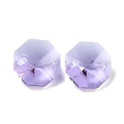Lavender Electroplate Glass Links Connectors, Faceted, for Chandelier Prism Beads Chain, DIY Craft Jewelry Decoration, Octagon, Lavender, 14x14x7.5mm, Hole: 1.6mm