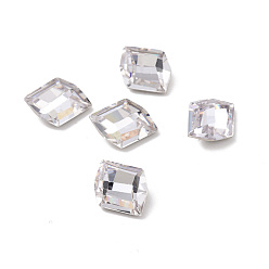 Crystal Glass Rhinestone Cabochons, Flat Back & Back Plated, Parallelogram, Crystal, 10x8.7x4.6mm