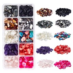 Mixed Stone Gemstone Beads and Dyed Shell Beads, Chip, 4.5~15mm, Hole: 0.5~1mm, about 1439pcs/box