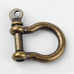 Antique Bronze Tibetan Style Alloy D-Ring Anchor Shackle Clasps, Antique Bronze, 25x19.5x3.5mm, Hole: 2mm