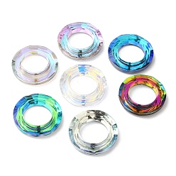 Color mezclado Anillos de unión de vidrio electrochapado, anillo cósmico de cristal, anillo prisma, facetados, anillo redondo, color mezclado, 30x6.5 mm, diámetro interior: 17 mm