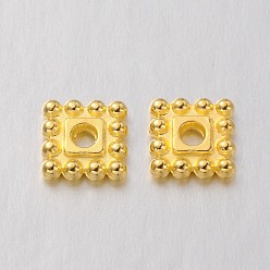 Golden Tibetan Style Bead Spacers, Cadmium Free & Nickel Free & Lead Free, Square, Golden, 7x7x2mm, Hole: 2mm