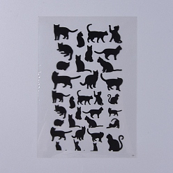 Cat Shape Filler Stickers(No Adhesive on the back), for UV Resin, Epoxy Resin Jewelry Craft Making, Cat Pattern, 150x100x0.1mm