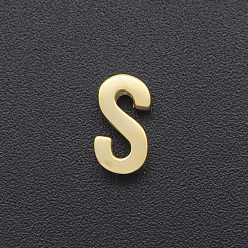 Letter S 201 Stainless Steel Charms, for Simple Necklaces Making, Laser Cut, Letter, Golden, Letter.S, 8.5x4.5x3mm, Hole: 1.8mm