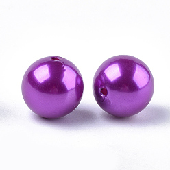 Violeta Oscura Perlas redondas de perlas de imitación de plástico abs, violeta oscuro, 20 mm, Agujero: 2.5 mm, sobre 120 unidades / 500 g