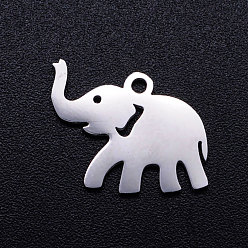 Stainless Steel Color 201 Stainless Steel Pendants, Elephant, Stainless Steel Color, 12x17x1mm, Hole: 1.5mm