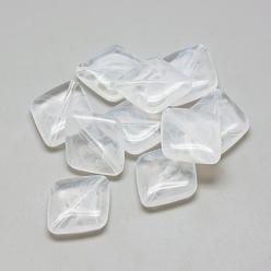 Blanco Abalorios de acrílico, estilo de imitación de piedras preciosas, Color de dos tonos, rombo, blanco claro, 30x25x7.5 mm, Agujero: 2 mm, sobre 147 unidades / 500 g