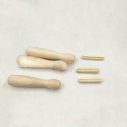 Lino Mango de aguja de punzón de madera, herramienta de costura de fieltro de lana, lino, 69.5x15 mm