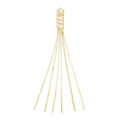 Real 18K Gold Plated Brass Chains Tassel Big Pendnants, with Clear Glass, Real 18K Gold Plated, 88x6x3mm, Hole: 1.6mm
