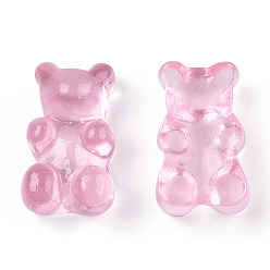 Pink Cabochons en résine translucide, ours, rose, 18.5x11x7mm