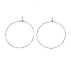 Rose Gold Ion Plating(IP) 316 Surgical Stainless Steel Hoop Earrings Findings, Wine Glass Charms Rings, Rose Gold, 25x21mm, Pin: 0.6mm