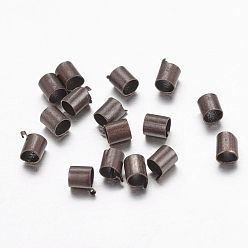 Red Copper Brass Crimp Beads, Tube, Nickel Free, Red Copper, 2x2x0.15mm, Hole: 1.5mm
